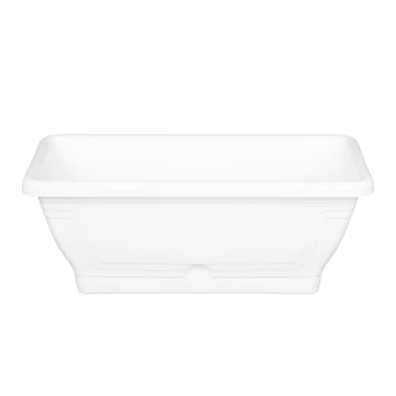 Virágláda alátéttel - 40 cm - fehér