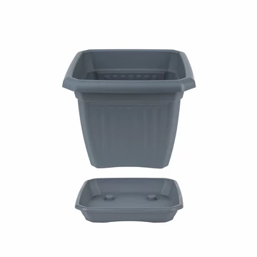 Szögletes virágcserép - 20 cm - antracit